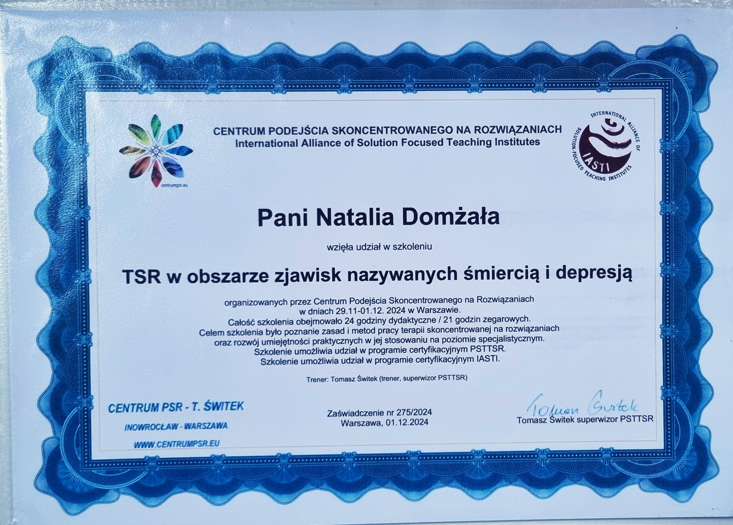 TSR w obszarze zjawisk nazywanych śmiercią i depresją